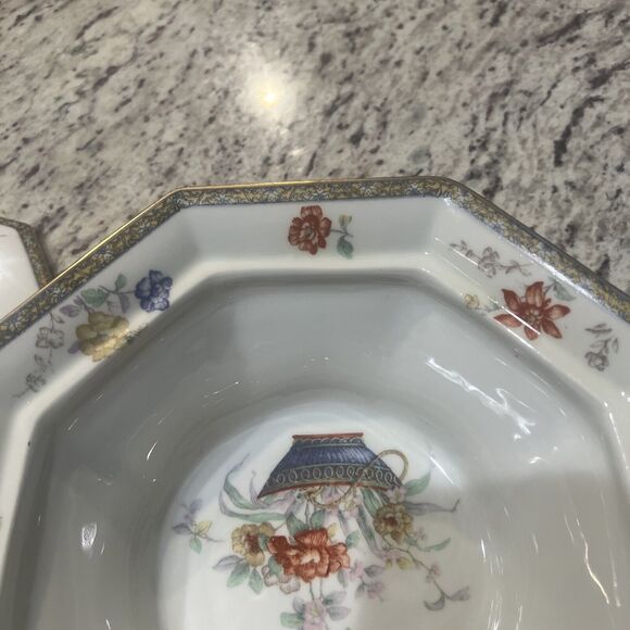 Antique Theodore Haviland Coromandel Limoges Octagon Covered Lid Vegetable Bowl - Picture 12 of 16